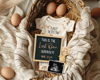 Faire-part dernier bébé numérique, Faire-part de grossesse Boho Farm modifiable, Nouveau venu dans le poulailler, Révélation de bébé poulet, non sexiste, Réseaux sociaux