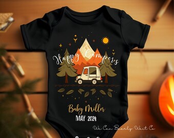 Happy Campers Pregnancy Announcement, Editable Digital Camping Baby Announcement, Gender Neutral, Social Media Outdoorsy Summer Baby Reveal