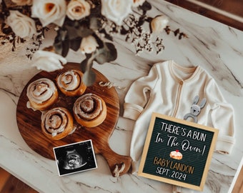 Bun In The Oven Baby Announcement Digital, Baking Pregnancy Announcement Editable, Floral Mothers Day Baby Reveal, Gender Neutral, Soc Media