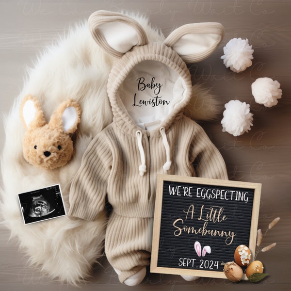 Boho Easter Pregnancy Announcement Digital, Eggspecting A Little Somebunny Easter Baby Announcement, Gender Neutral Spring Pregnancy Reveal