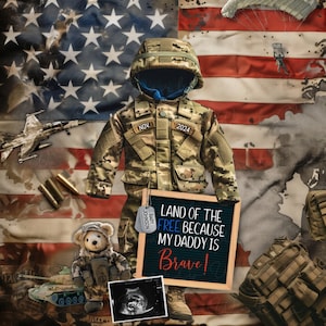 Cute Military Pregnancy Announcement Digital, Memorial Day Baby Announcement, Army Solider Baby Reveal, 4th of July, Land of The Free, Insta