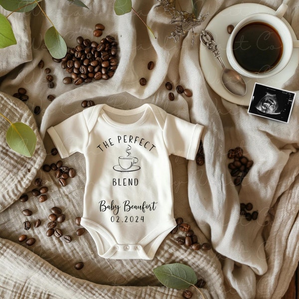 The Perfect Blend Pregnancy Announcement, Coffee Baby Announcement Digital, Coffee Lover Pregnancy Reveal, Coffee Beans, Gender Neutral
