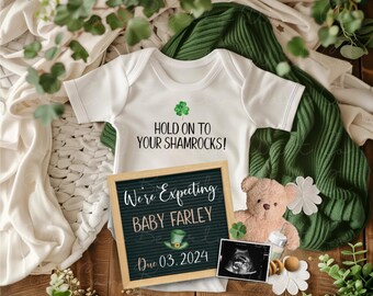 St. Patrick's Day Pregnancy Announcement, Shamrock Baby Reveal (Digital)