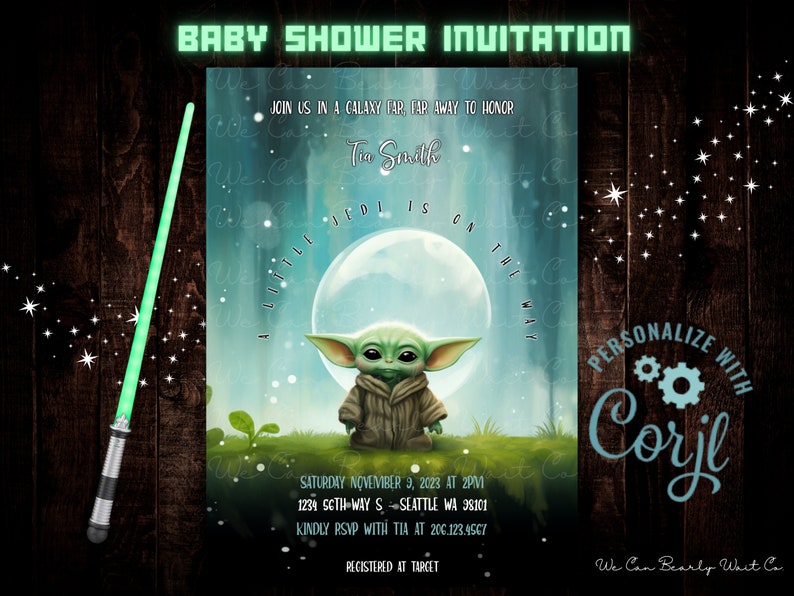 Printable Baby Yoda Baby Shower Invitation Personalizable Etsy