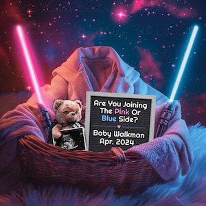 Sci-Fi Wars Baby Announcement Digital, Star Force Boy Or Girl Pregnancy Announcement Editable, Gender Neutral Galaxy Space Baby Reveal