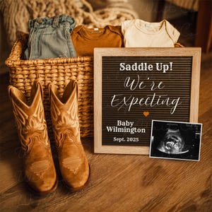 Neutral Western Pregnancy Announcement Digital, Cute Cowboy Baby Social Media Reveal, Editable Pregnancy Template, Country Farm Ranch