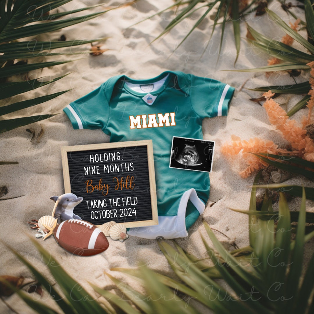 Miami Football Pregnancy Announcement Digital, Editable Miami Football