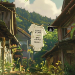 Japanese Manga Pregnancy Announcement Digital, Anime Baby Announcement, Anime Pregnancy Reveal, Our New Neighbor, Forest, Gender Neutral