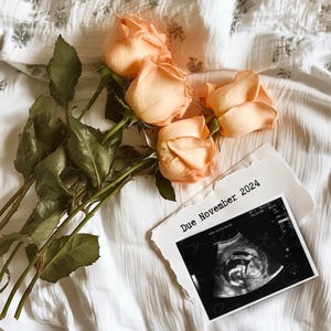 Simple Minimalist Pregnancy Announcement Digital, Gender Neutral Boho Baby Announcement, Modern Editable Floral Canva Template Reveal