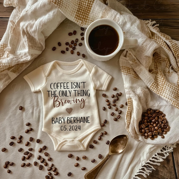 Coffee Isn't The Only Thing Brewing Pregnancy Announcement, Coffee Baby Announcement Digital, Coffee Lover Pregnancy Reveal, Gender Neutral