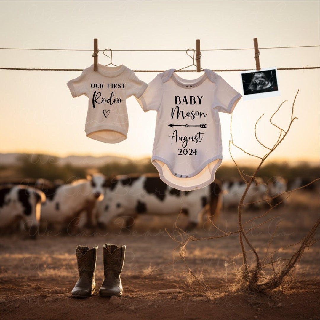 Western Pregnancy Announcement Editable Digital Farm Baby Etsy