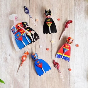 25 Stück Lollipop Dekoration, Superhelden Lollipop Deko