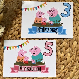 Peppa Pig Einladungskarten, Peppa Wutz Einladungen, Peppa Pig Geburtstag