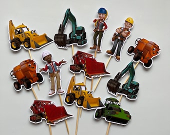 Bob der Baumeister Cupcake Topper, Cupcake Aufstecker, Muffin Deko