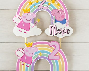 Peppa Pig Caketopper, Regenbogen Caketopper