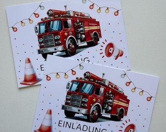 Feuerwehr Einladungskarte Kindergeburtstag