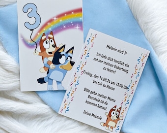 Bluey Einladung, Bluey Geburtstag