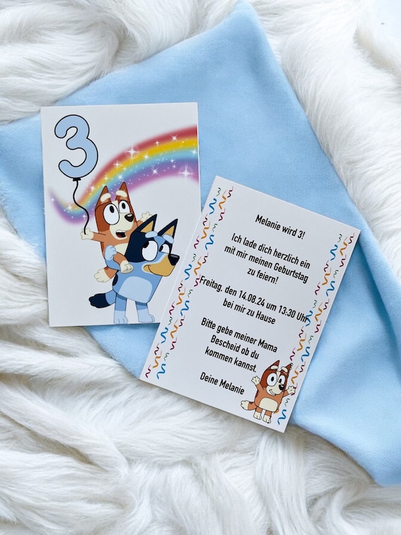 Bluey Einladung, Bluey Geburtstag