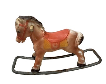 Vtg Blow Mold Plastic 1965 Blazon Child Toddler Miniature Rocking Horse 16" Tall