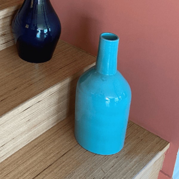 Vase bleu turquoise, poterie artisanale Marocaine