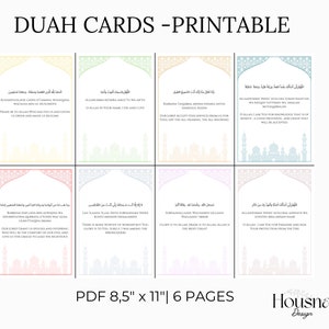 Cartes islamiques Duah, 40 cartes Duahs quotidiens pour enfants, Cartes coraniques imprimables, duah musulmans, duah coraniques