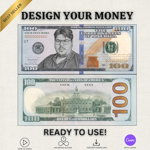 Personalized 100 Dollar Bill Template, Custom Money (Digital)