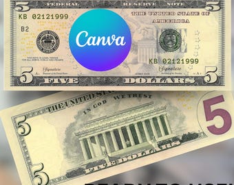 Your Face on Money Template, for wedding, Favors for Guests, Game Money, 5 dollar bill, Party Money, Custom Money, Personalized dollar