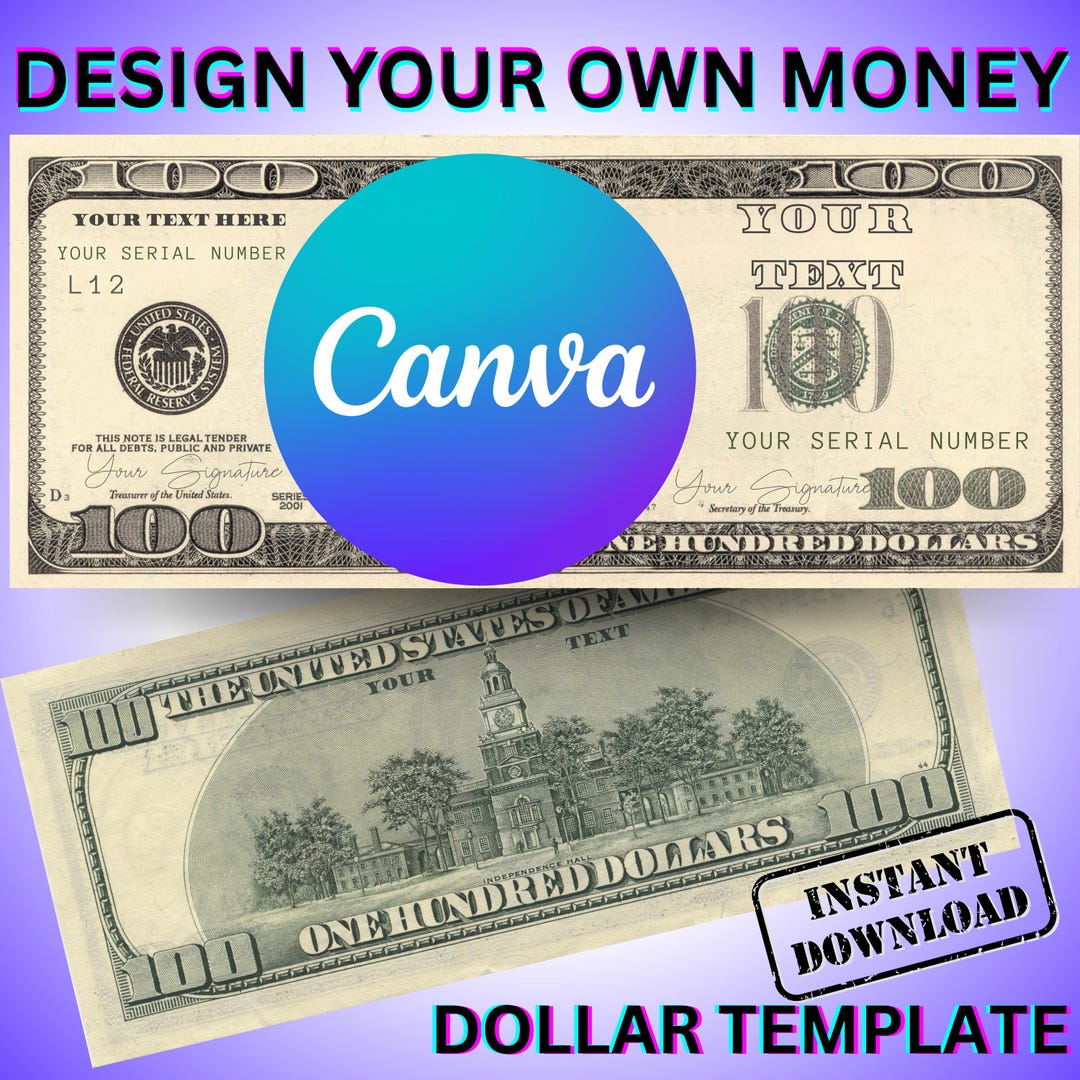 Custom Money File Personalized Money Art Template: Custom Party Favors (digital Download ...