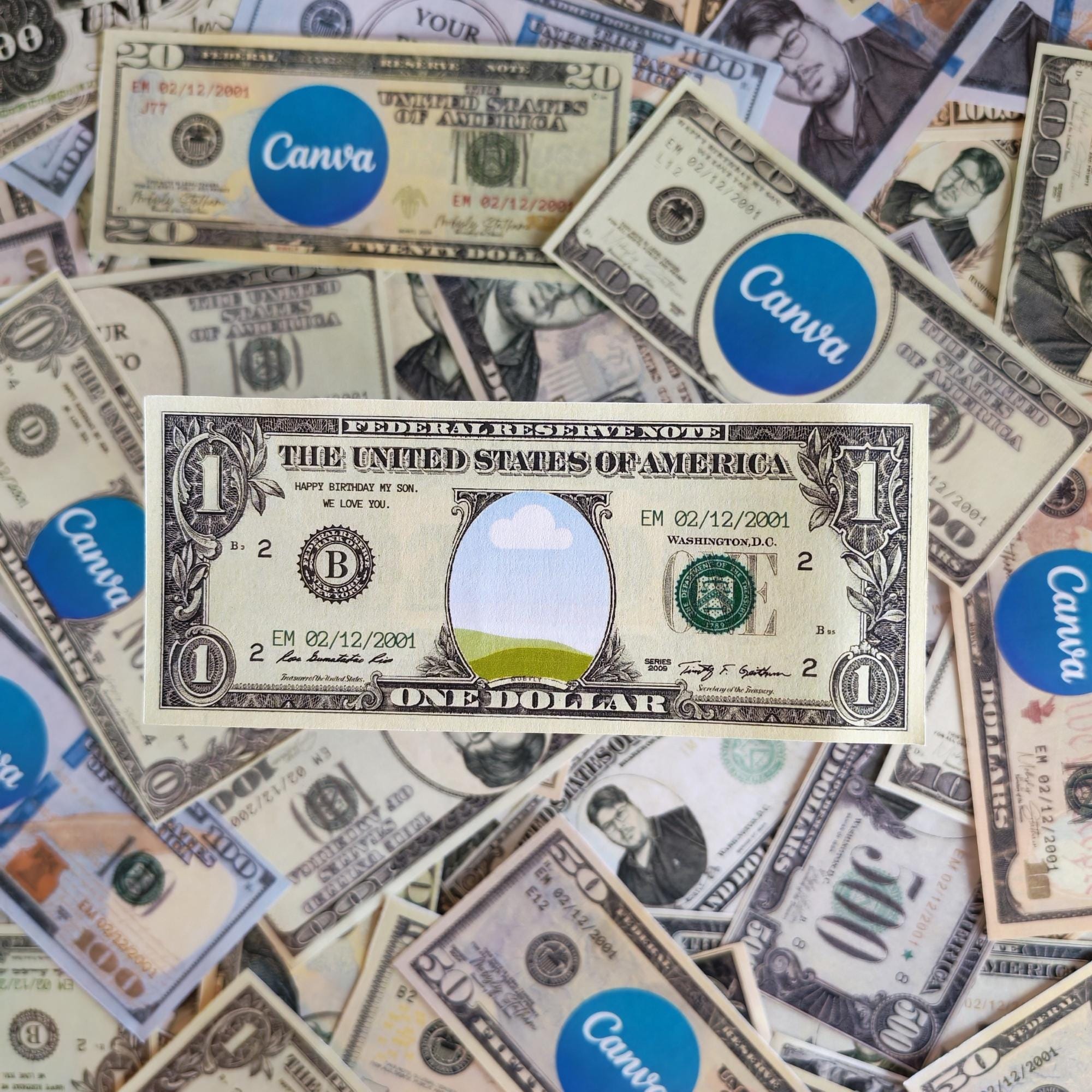 1 Dollar, Custom Face Dollar Bill, Personalized Party Money (digital ...