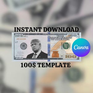 Your Face on Money Template, Favors for Guests, Game Money, 100 dollar bill, Party Money, Custom Money, Personalized dollar