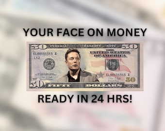 Your Face on Money, Game Money, 50 dollar bill, Party Money, Custom Money, Play Money, Custom Dollar Bill, Personalized dollar