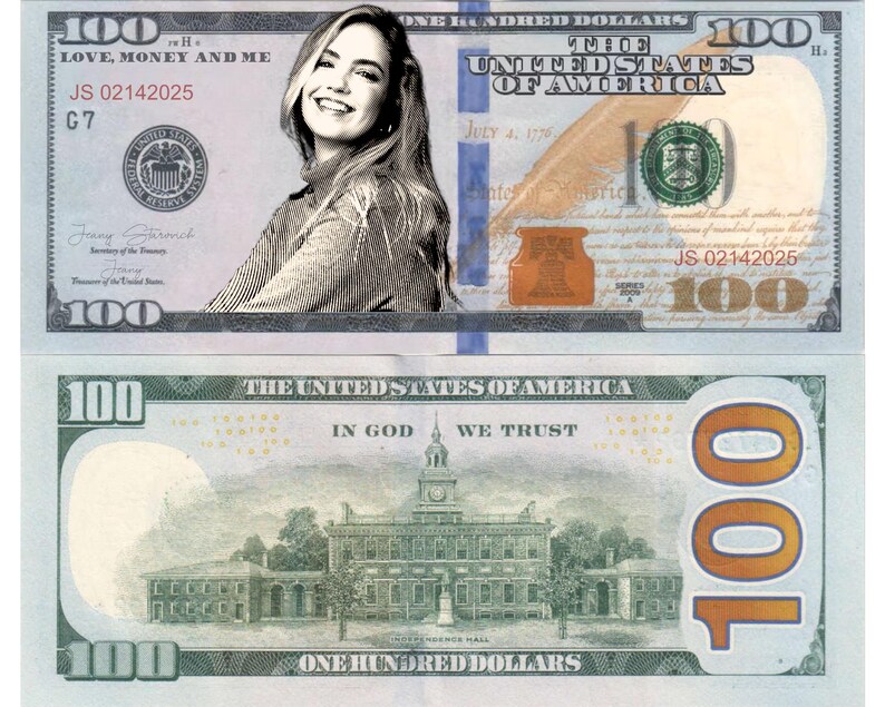 Custom Note Bill Personalized 100 Dollar Bill Template, Face on Money (digital Template ...