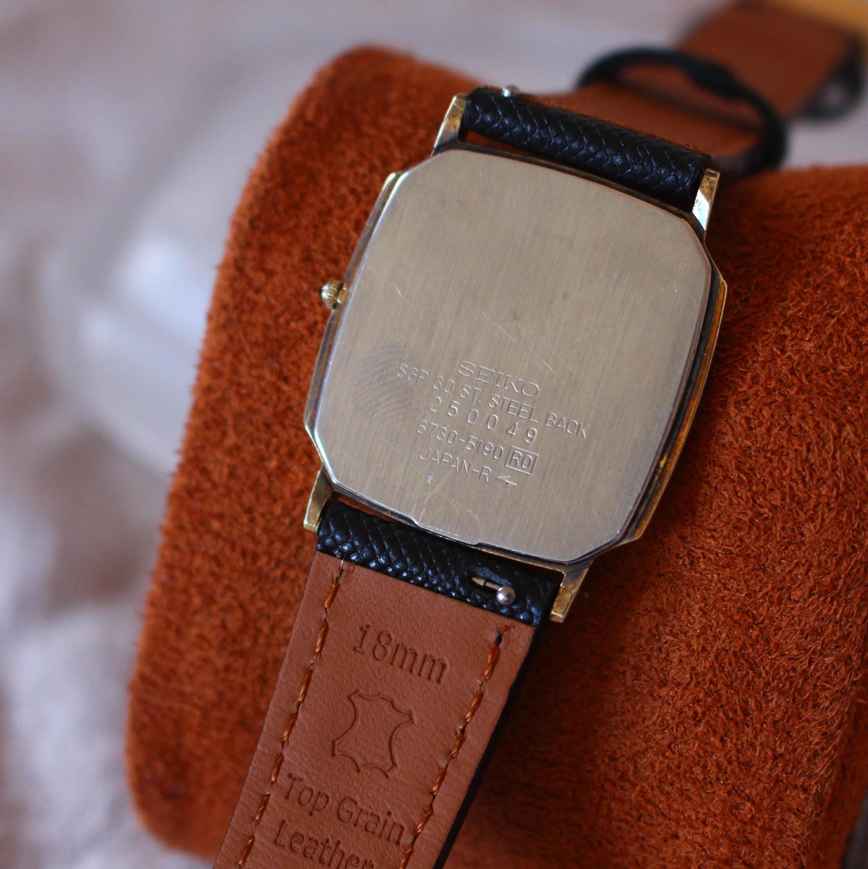 SEIKO セイコー DOLCE ドルチェ 6730-5190 クォーツ 腕時計 Vintage Seiko Dolce Dress Watch Art Deco Gold Case & Dial - 1982