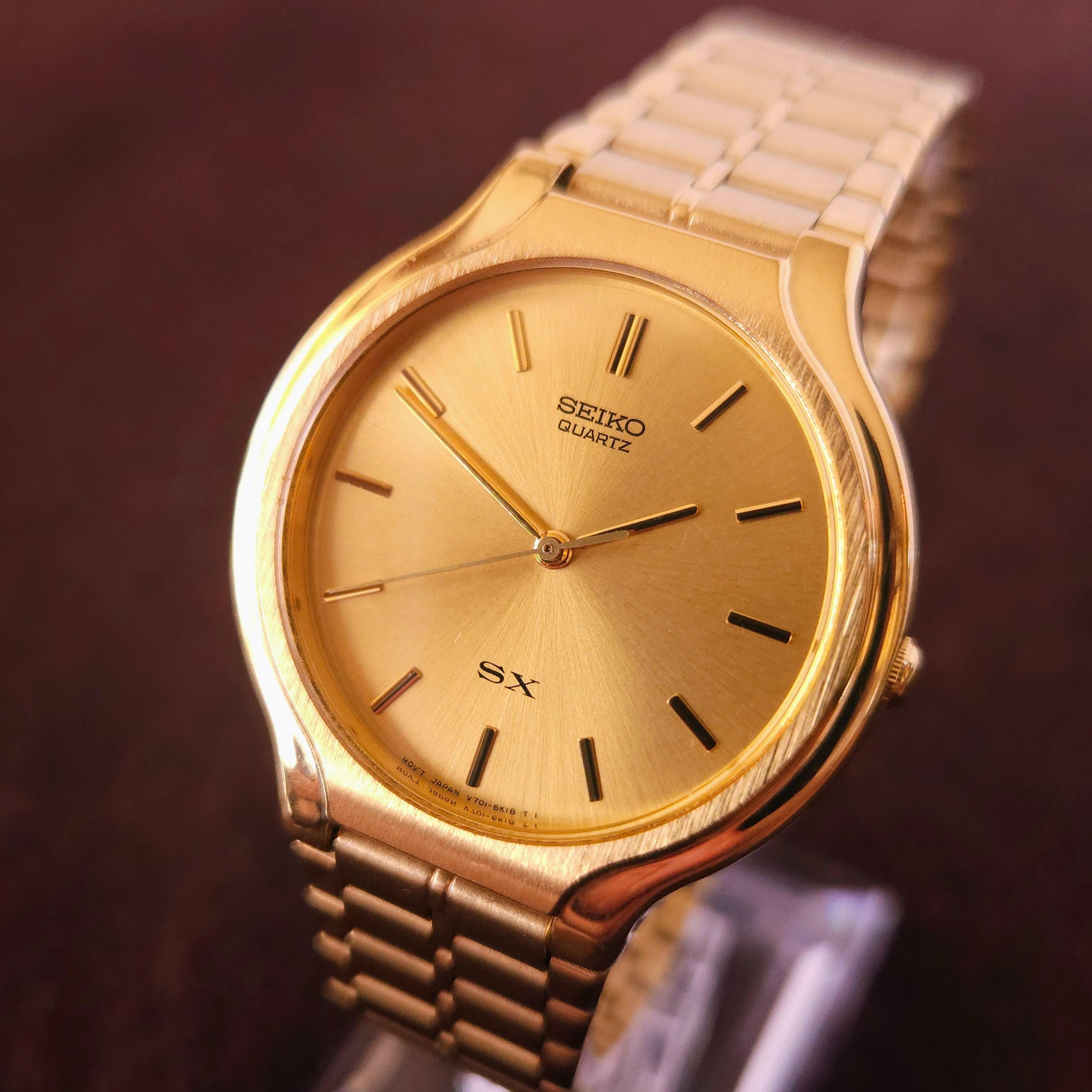 Vintage Seiko SX Gold Brushed Dial and Case Mens Watch Vintage Seiko SX Gold Brushed Dial and Case Mens Watch