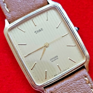 Vintage Citizen Duke Gold and Vertical Stripped Dial Dress Watch - Fully Working
