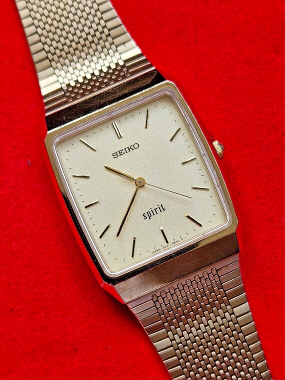 Reloj Seiko Spirit rectangular dorado vintage para hombre 5E31 5A60 Funcionamiento perfecto Etsy Espana