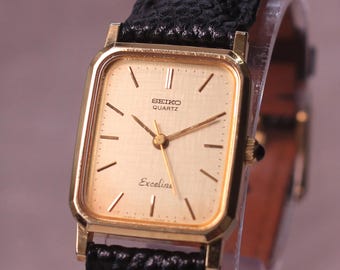 Vintage Seiko Exceline Ladies Dress Watch - Linen Dial - 1221-5720