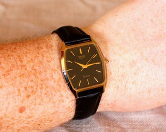 時計 SEIKO DOLCE NSAG 6030-5480 QUARTZ 1982 Vintage Seiko Dolce Black Dial NSAG Hard Alloy Quartz