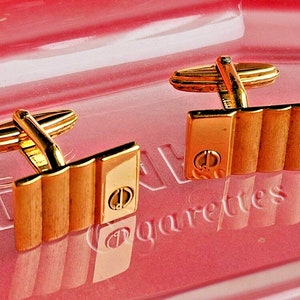 Vintage Dunhill Gold Mens Cufflink Set with Gift Box - Square with D Logo