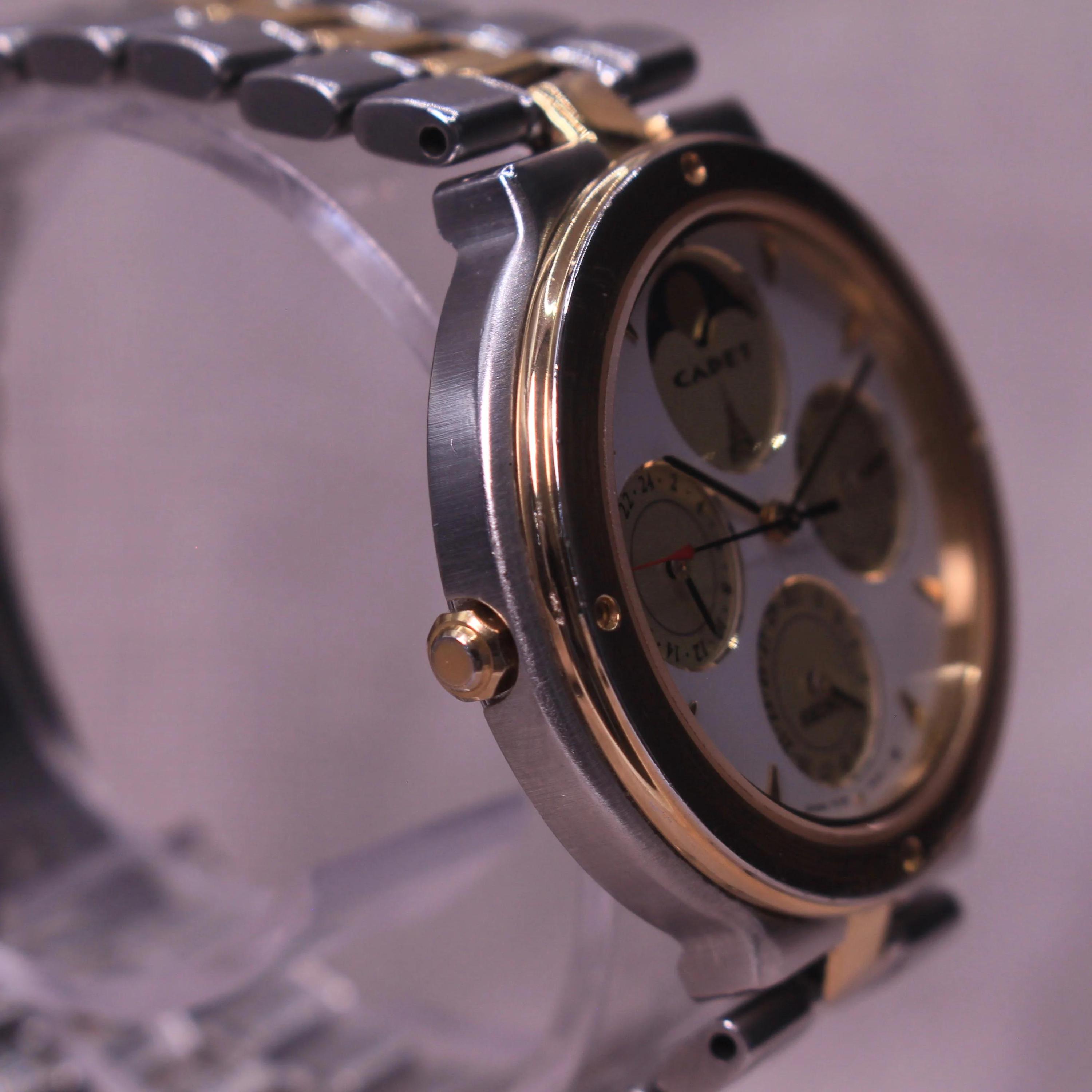 Vintage Seiko Cadet Moonphase Triple Calendar Watch Two Tone