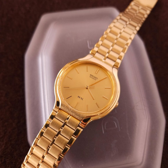 Vintage Seiko SX Gold Brushed Dial and Case Mens Watch