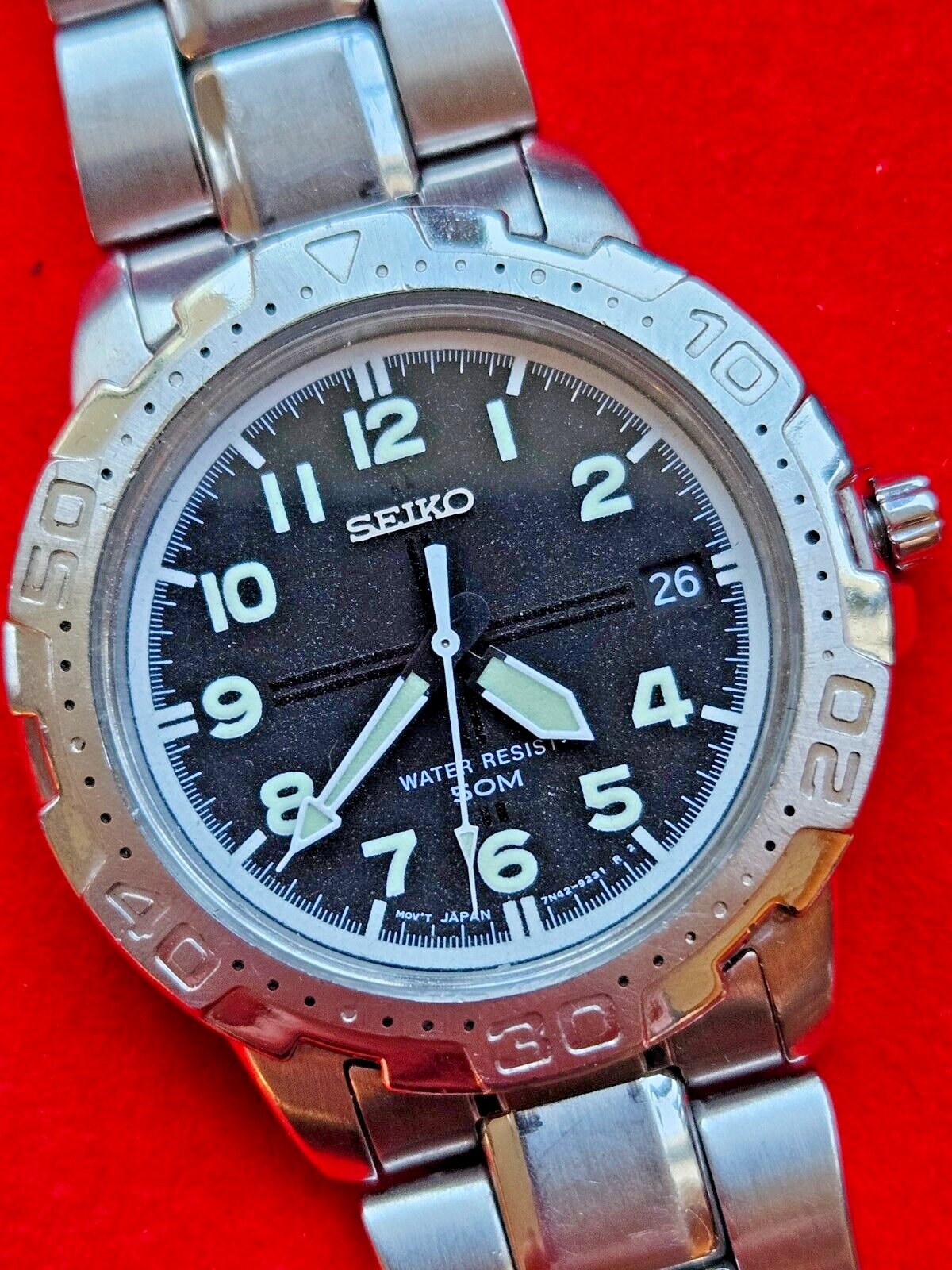 GENTS JAPAN SEIKO WATCH 7N42-0FL0 WR100,GOLD-STAINLESS STEEL