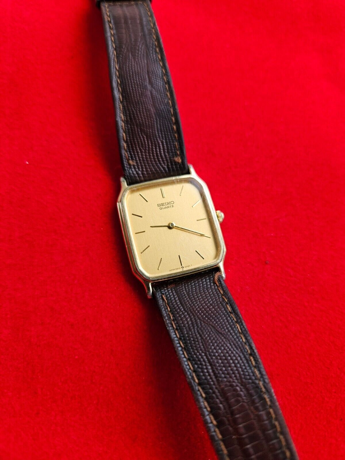 Seiko Gold Rectangular Dress Watch Mens Ref. 6530-5770 - Etsy