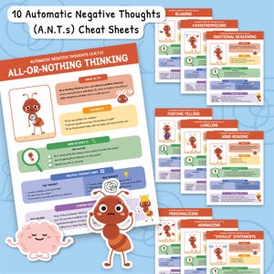ANTs Automatische Negative Gedanken, Denkfehler bei Kindern, Kognitive Störungen, Angstbewältigungsfähigkeiten, CBT Handouts 0043