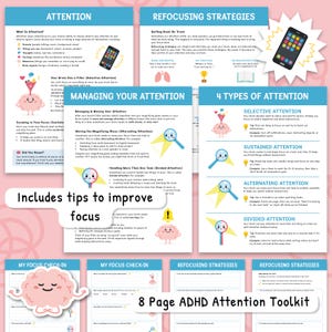 ADHD Focus Toolkit, Executive Function, Attention Worksheets, Focus Activities, Attention Study Tips, Concentration, Distracted Kids 0042
