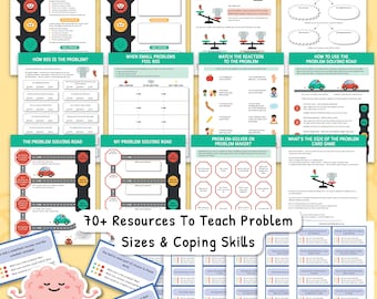 Size of the Problem Worksheets, How Big Is My Problem? Traffic Light Coping Skills, Reaction Cards, ADHD Executive Functioning Skills 0048