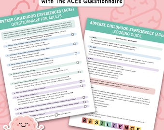 Adverse Childhood Experiences Questionnaire for Adults, ACEs Trauma Test and Scoring Guide, Inner Child Healing, Trauma Therapy, ACE's 0046