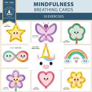 Mindfulness breathing activities for kids, finger tracing cards, calming corner, calming coping strategies skills, grounding techniques 0009