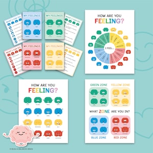 Flashcards de autorregulação e estratégias de enfrentamento, pôster de zonas de regulação, roda de sentimentos, decoração de conselheiro de aprendizagem socioemocional 0007