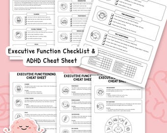 Fusklapp för exekutiva funktioner för barn, checklista för exekutiva funktioner, referensguide och självbedömning, ADHD-checklista 0042